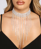 Seven-Row Rhinestone Fringe Choker