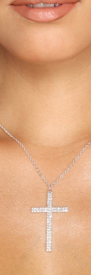Statement Rhinestone Cross Necklace