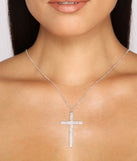 Statement Rhinestone Cross Necklace