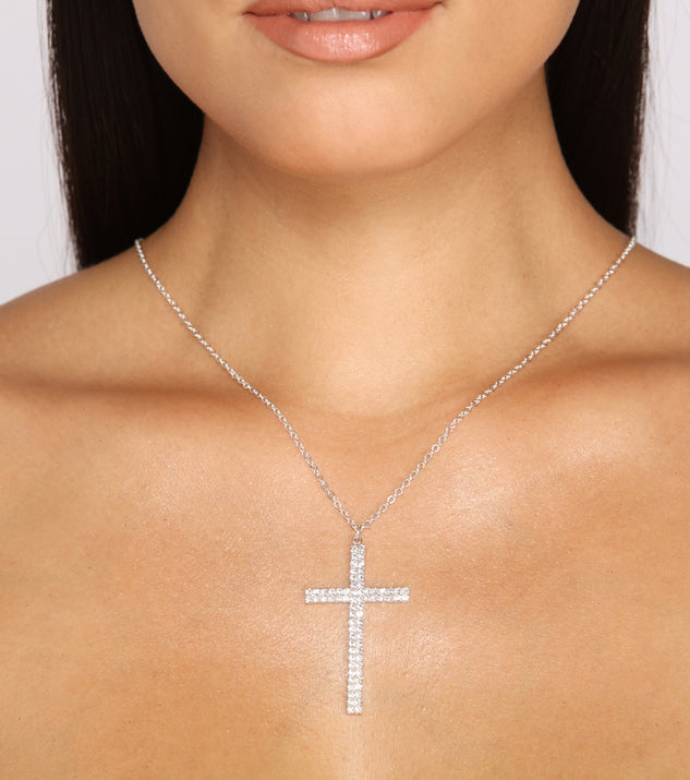 Statement Rhinestone Cross Necklace