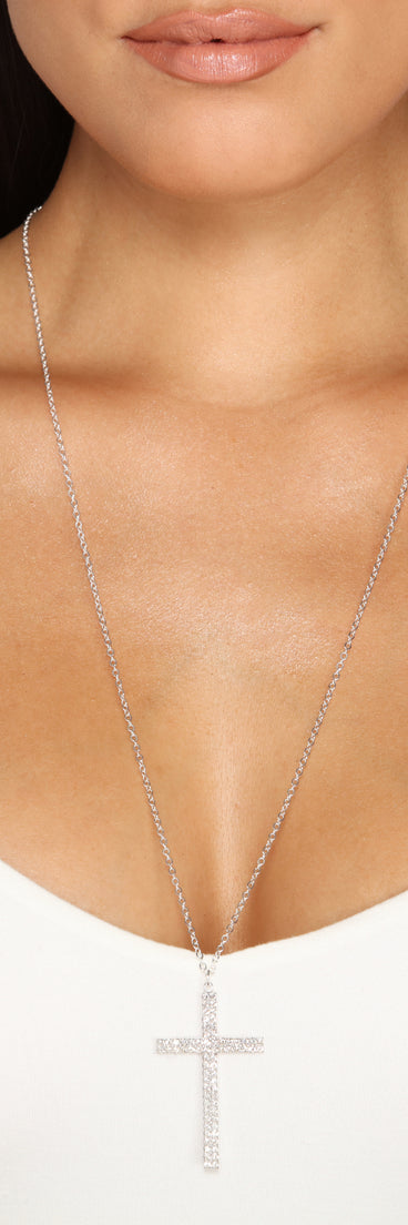Statement Rhinestone Cross Necklace