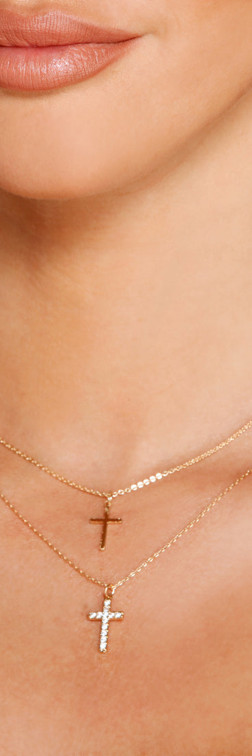Dainty Layered Cross Charm Necklace is a trendy pick to create 2023 festival outfits, festival dresses, outfits for concerts or raves, and complete your best party outfits!