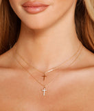 Dainty Layered Cross Charm Necklace is a trendy pick to create 2023 festival outfits, festival dresses, outfits for concerts or raves, and complete your best party outfits!