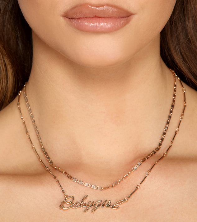 Babygirl Two Layer Necklace for 2022 festival outfits, festival dress, outfits for raves, concert outfits, and/or club outfits