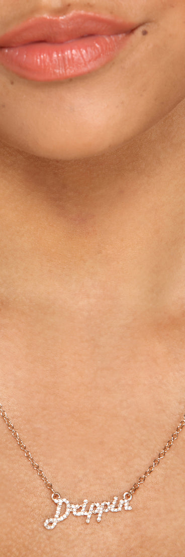 Dainty Drippin Rhinestone Necklace is a trendy pick to create 2023 festival outfits, festival dresses, outfits for concerts or raves, and complete your best party outfits!