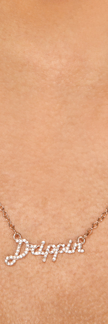 Dainty Drippin Rhinestone Necklace is a trendy pick to create 2023 festival outfits, festival dresses, outfits for concerts or raves, and complete your best party outfits!