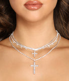 Chic Rhinestone Cross Charm Necklaces for 2022 festival outfits, festival dress, outfits for raves, concert outfits, and/or club outfits