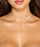 Double Row Cross Charm Rhinestone Necklace for 2022 festival outfits, festival dress, outfits for raves, concert outfits, and/or club outfits