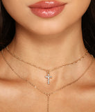 Double Row Cross Charm Rhinestone Necklace for 2022 festival outfits, festival dress, outfits for raves, concert outfits, and/or club outfits
