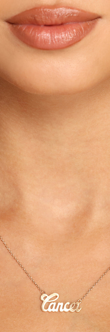 Cancer Script Necklace for 2022 festival outfits, festival dress, outfits for raves, concert outfits, and/or club outfits