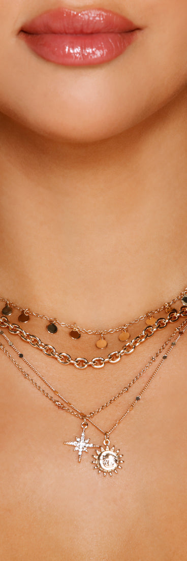 Dreamy Chic Four Row Chain Link Necklace for 2022 festival outfits, festival dress, outfits for raves, concert outfits, and/or club outfits