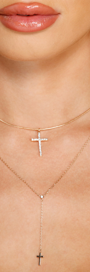 Dainty Cross Charm Layered Necklace is a trendy pick to create 2023 festival outfits, festival dresses, outfits for concerts or raves, and complete your best party outfits!