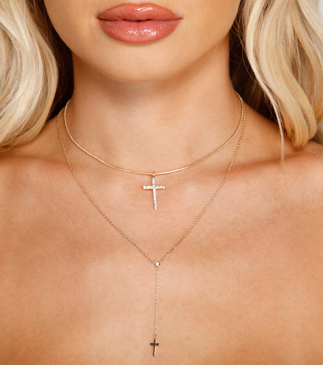 Dainty Cross Charm Layered Necklace is a trendy pick to create 2023 festival outfits, festival dresses, outfits for concerts or raves, and complete your best party outfits!