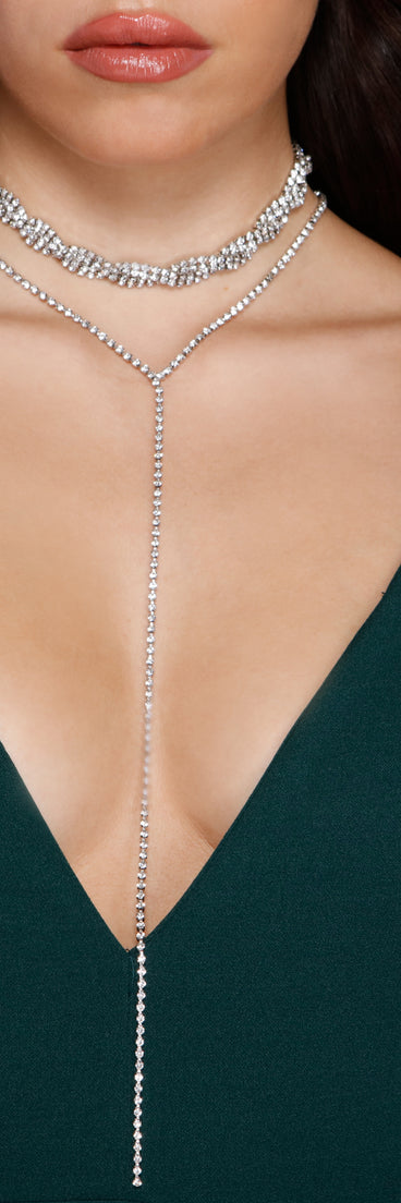 Dazzling Rhinestone Choker And Necklace Set