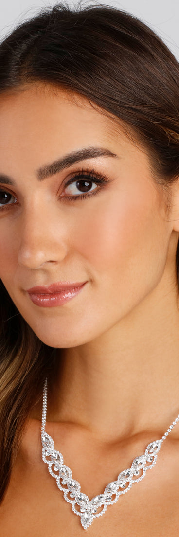 Rhinestone Scalloped Rhinestone Collar And Earrings Set for 2022 festival outfits, festival dress, outfits for raves, concert outfits, and/or club outfits