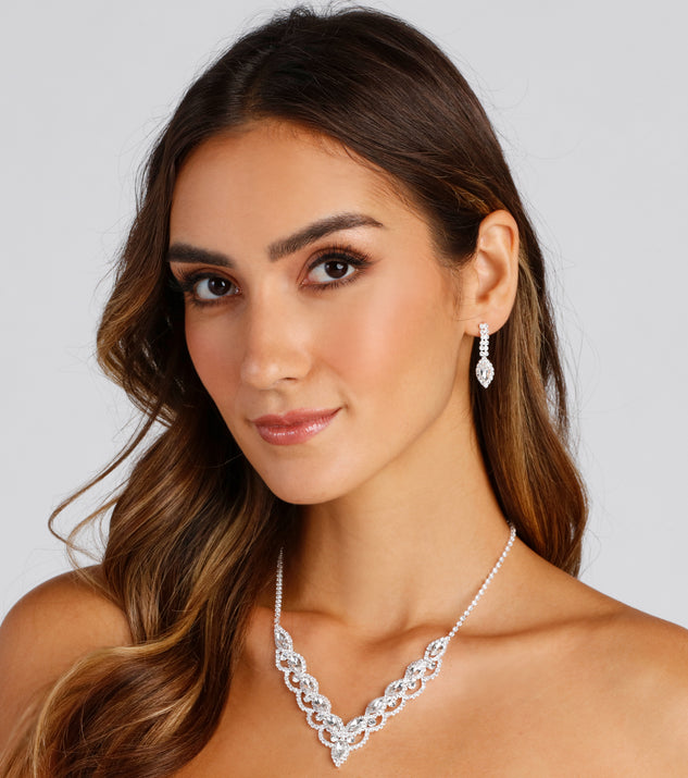 Rhinestone Scalloped Rhinestone Collar And Earrings Set for 2022 festival outfits, festival dress, outfits for raves, concert outfits, and/or club outfits