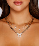 Edgy Glamour Rhinestone Butterfly Necklace Set is the perfect Homecoming look pick with on-trend details to make the 2023 HOCO dance your most memorable event yet!