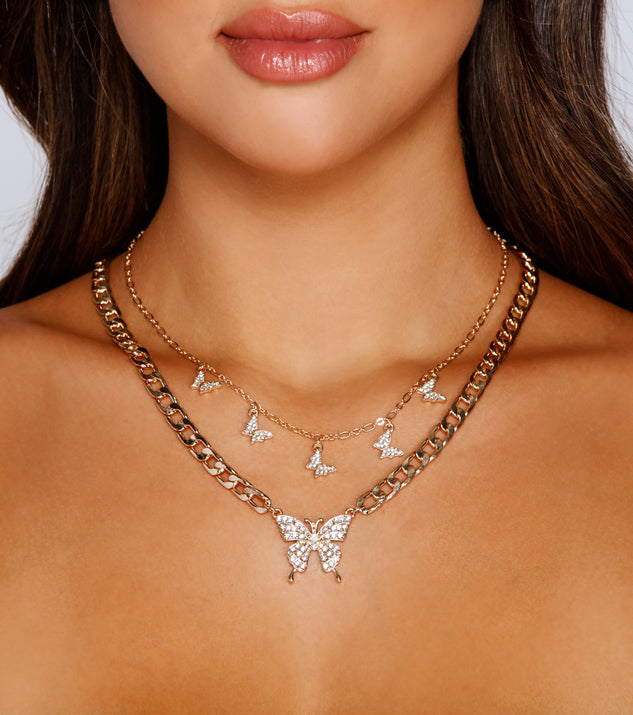 Edgy Glamour Rhinestone Butterfly Necklace Set is the perfect Homecoming look pick with on-trend details to make the 2023 HOCO dance your most memorable event yet!
