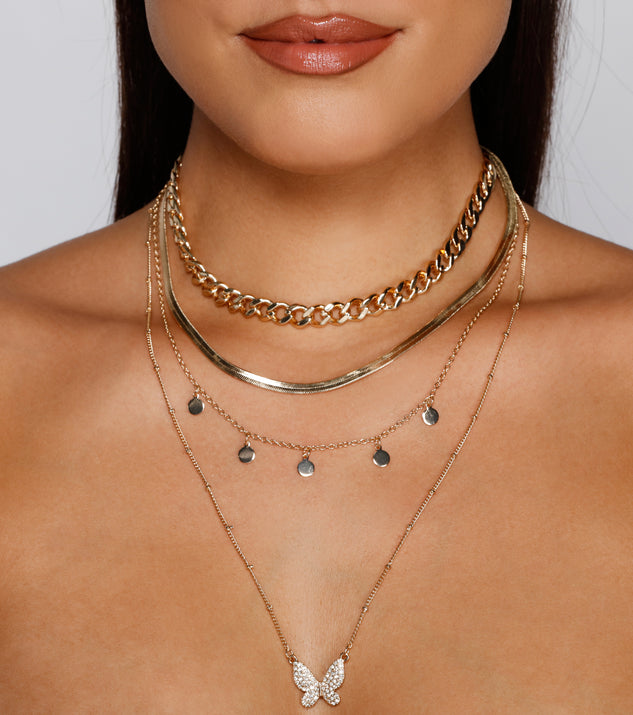 Layered In Glam Charm Necklace is a trendy pick to create 2023 festival outfits, festival dresses, outfits for concerts or raves, and complete your best party outfits!
