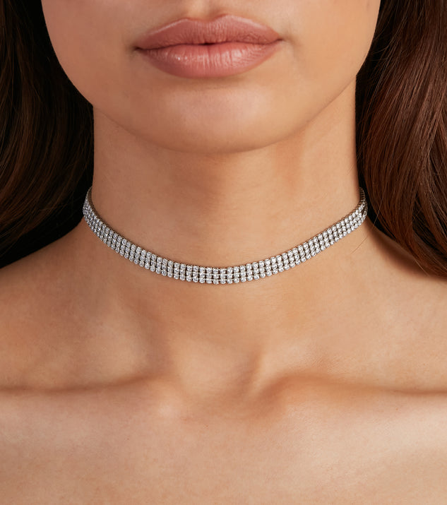 Glam On Clutch CZ Choker is a trendy pick to create 2023 festival outfits, festival dresses, outfits for concerts or raves, and complete your best party outfits!