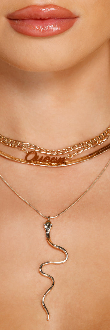 Queen Vibes Layered Necklace Set for 2022 festival outfits, festival dress, outfits for raves, concert outfits, and/or club outfits