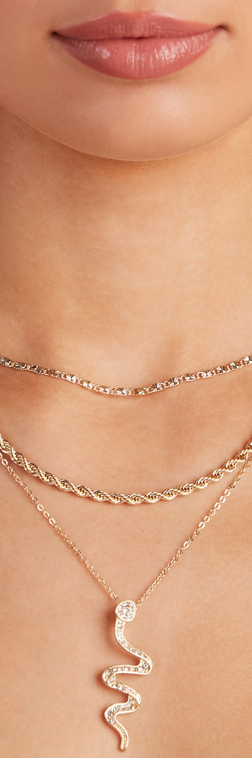 Stylish Reputation Rhinestone Snake Necklace Pack is a trendy pick to create 2023 festival outfits, festival dresses, outfits for concerts or raves, and complete your best party outfits!