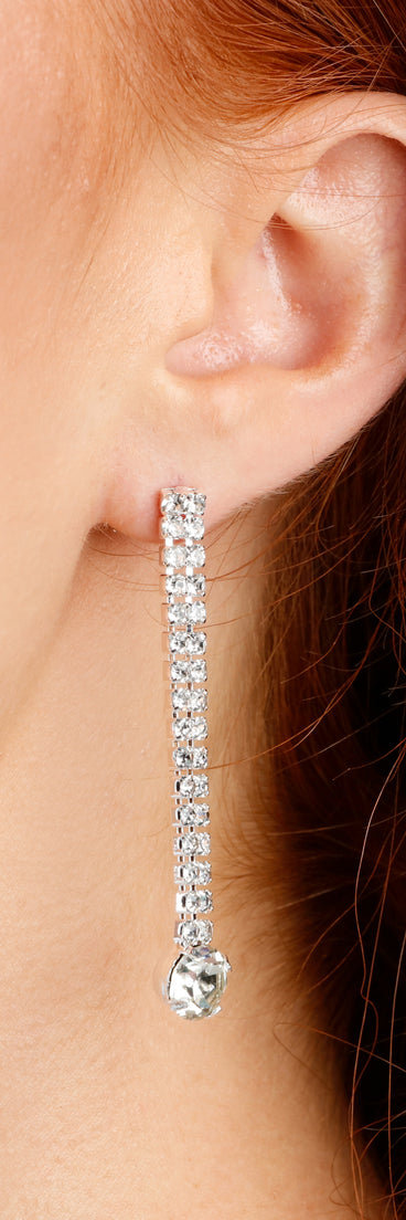 Two Row Rhinestone Lariat Necklace And Earrings Set