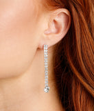 Two Row Rhinestone Lariat Necklace And Earrings Set