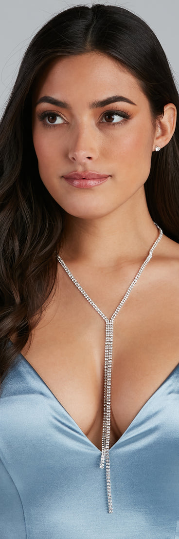 Kiss My Jewels Rhine Lariat And Studs