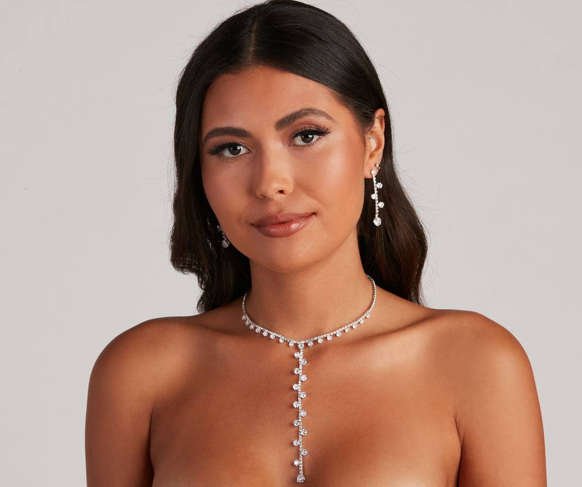 Chic Sparkle Necklace And Earrings Set
