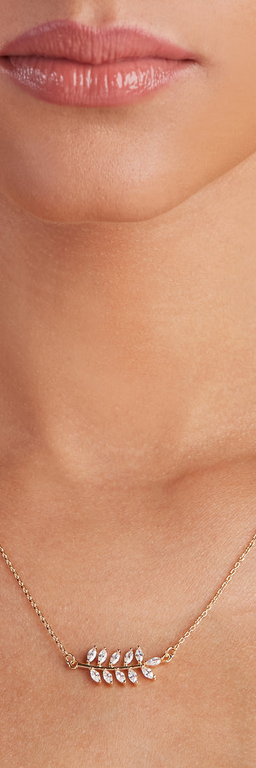 Dainty Details Rhinestone Leaf Necklace