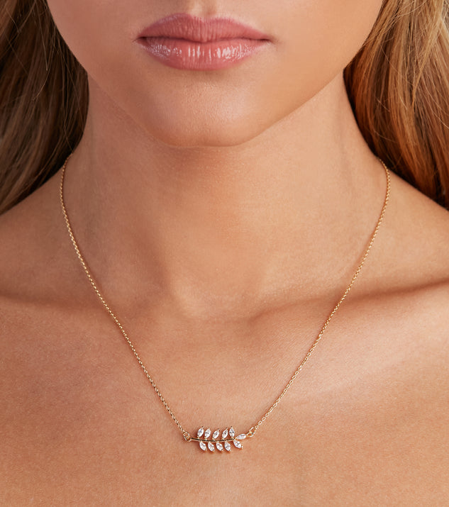 Dainty Details Rhinestone Leaf Necklace