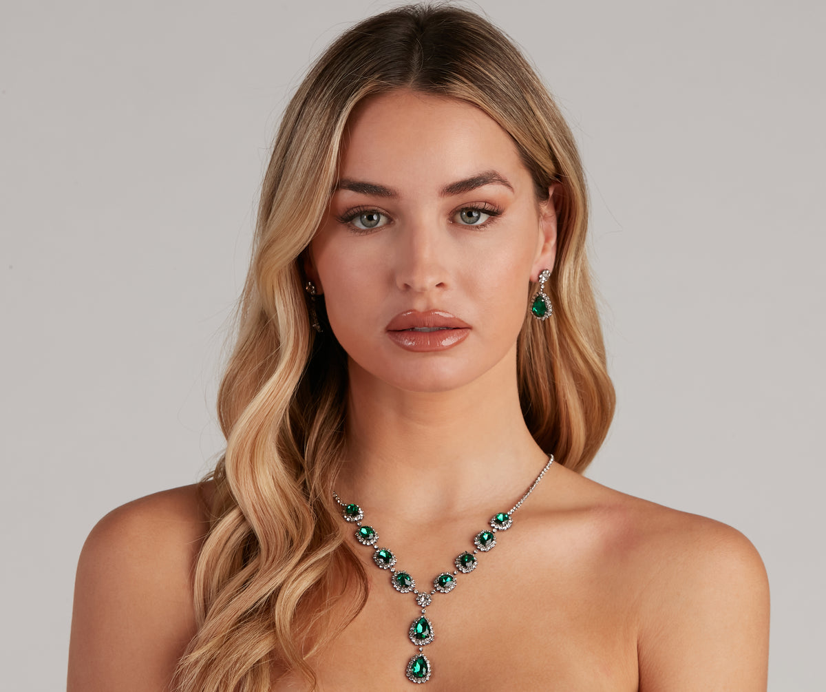 Major Glam Halo Necklace And Earrings