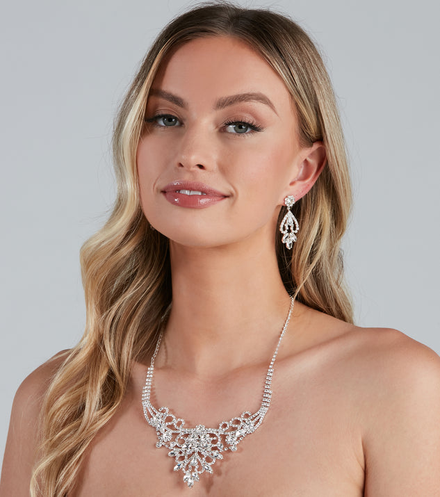 Glam Allure Rhinestone Collar Earrings Set