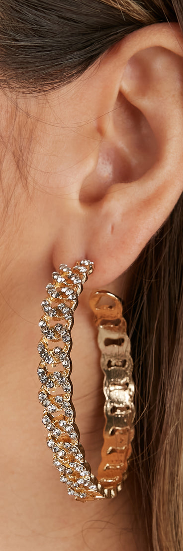 Bling Rhinestone Chainlink Choker And Hoops is a trendy pick to create 2023 festival outfits, festival dresses, outfits for concerts or raves, and complete your best party outfits!