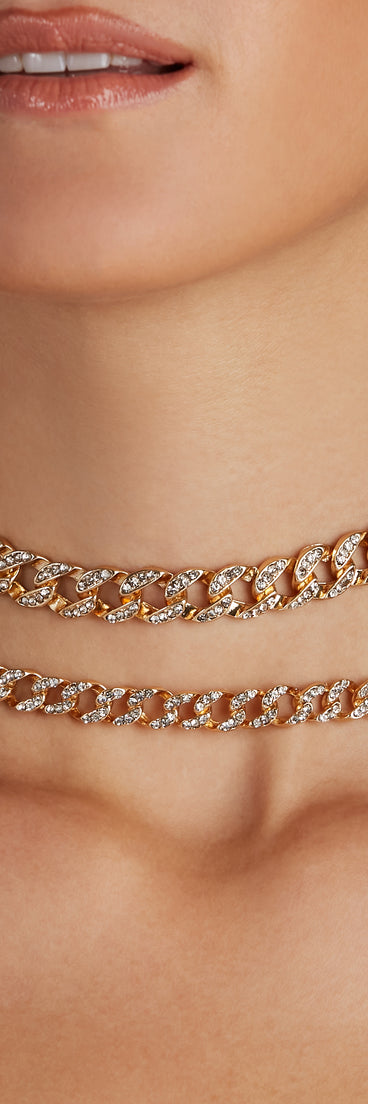 Glam Vibes Chain-link Rhinestone Choker