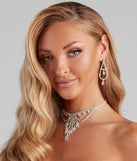 Glam Royalty Rhinestone Collar Earring Set is a stunning choice for a bridesmaid dress or maid of honor dress, and to feel beautiful at Prom 2023, spring weddings, formals, & military balls!