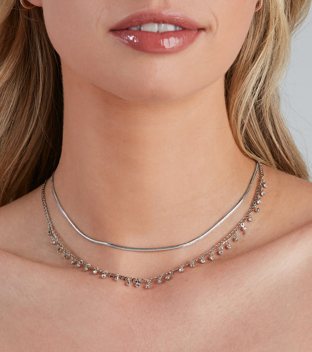 Dainty Snake Chain Rhinestone Drop Choker Set is a trendy pick to create 2023 festival outfits, festival dresses, outfits for concerts or raves, and complete your best party outfits!