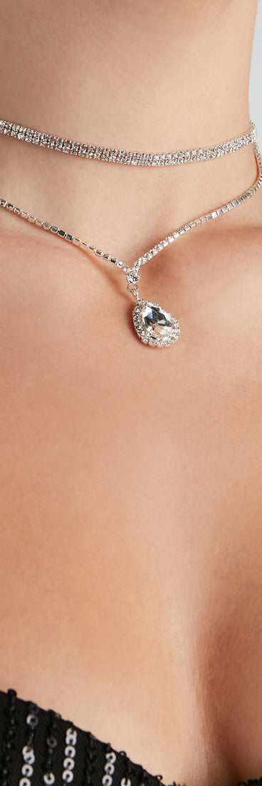 Evening Soiree Rhinestone Teardrop Choker Set