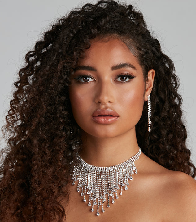 Glamorous Life Rhinestone Fringe Choker Set | Windsor