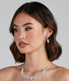 Dazzling Diamond-Shaped Necklace And Earrings Set