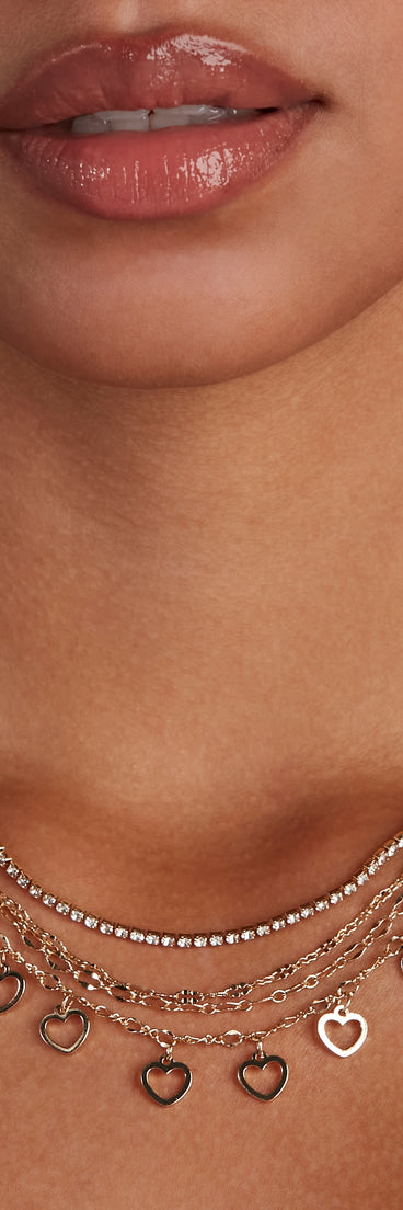 Lover Heart Charm Four-Pack Choker Set