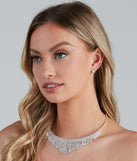 Sparkly Fringe Collar Stud Earring Set is the perfect Homecoming look pick with on-trend details to make the 2023 HOCO dance your most memorable event yet!