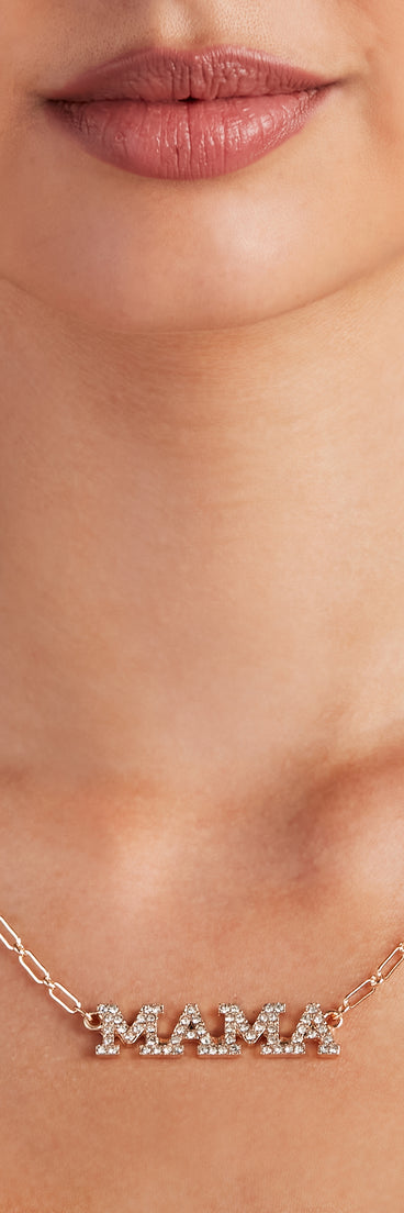 Mama Rhinestone Necklace for 2022 festival outfits, festival dress, outfits for raves, concert outfits, and/or club outfits