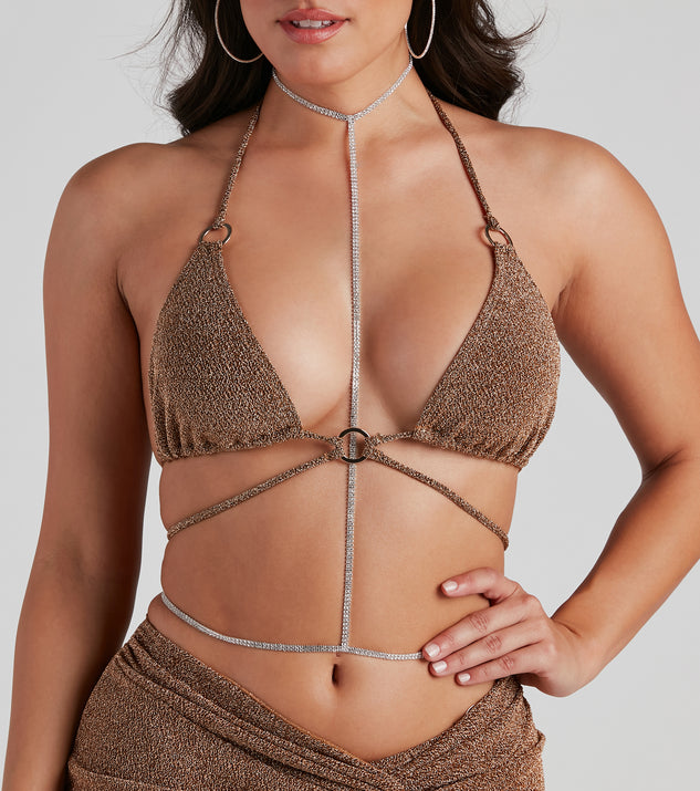 Sparkling Intrigue Rhinestone Body Chain is a trendy pick to create 2023 festival outfits, festival dresses, outfits for concerts or raves, and complete your best party outfits!