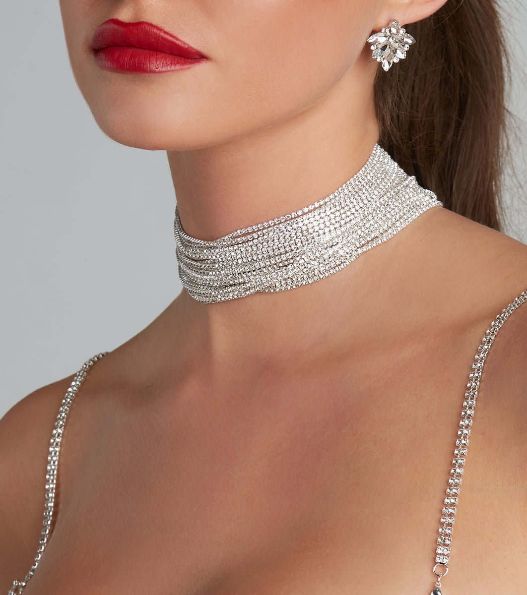 Glamorous Affair Rhinestone Choker Necklace