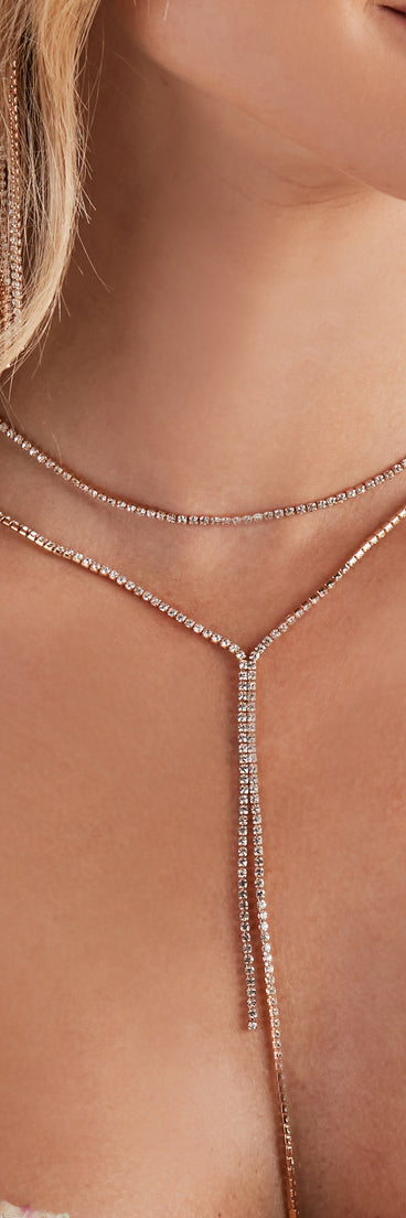 Rhinestone Glamour Lariat Necklace Set