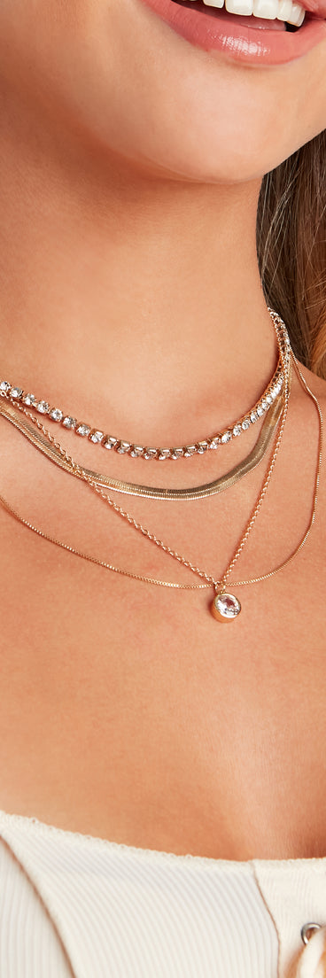 Catch My Glam Rhine Layer Necklace