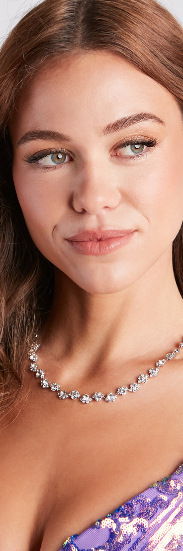 Sparkly Details Rhinestone Necklace And Earrings Set