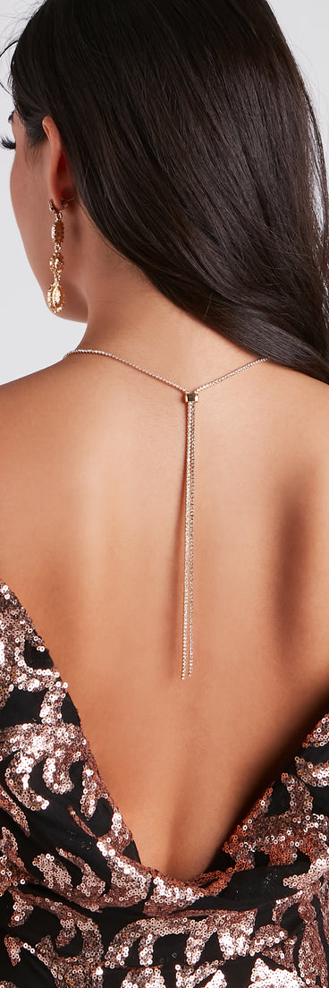Ethereal Chic Rhinestone Front And Back Lariat Necklace